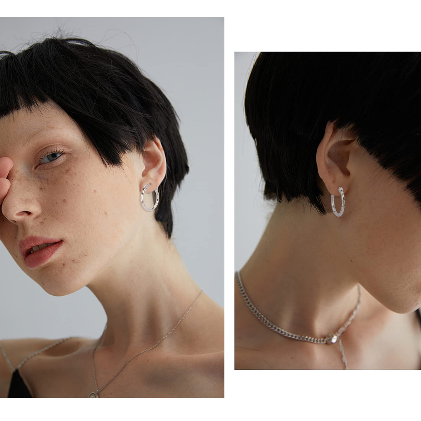 UNICRAFTALE Alrededor de 40 Uds 19mm Pendientes de Aro de Acero Inoxidable Pendientes de Aro Hipoalergénicos Componentes de Aros para Joyería de Mujer Color Acero Inoxidable