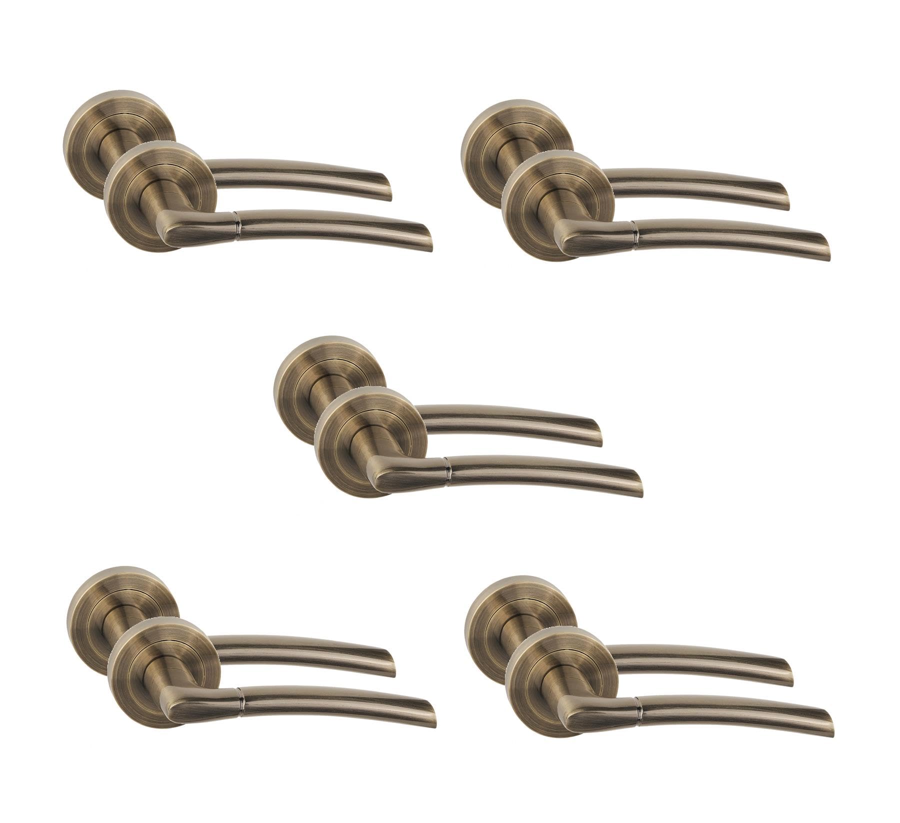 Golden Grace Indiana Door Handles Antique Brass Lever, 5 Pairs
