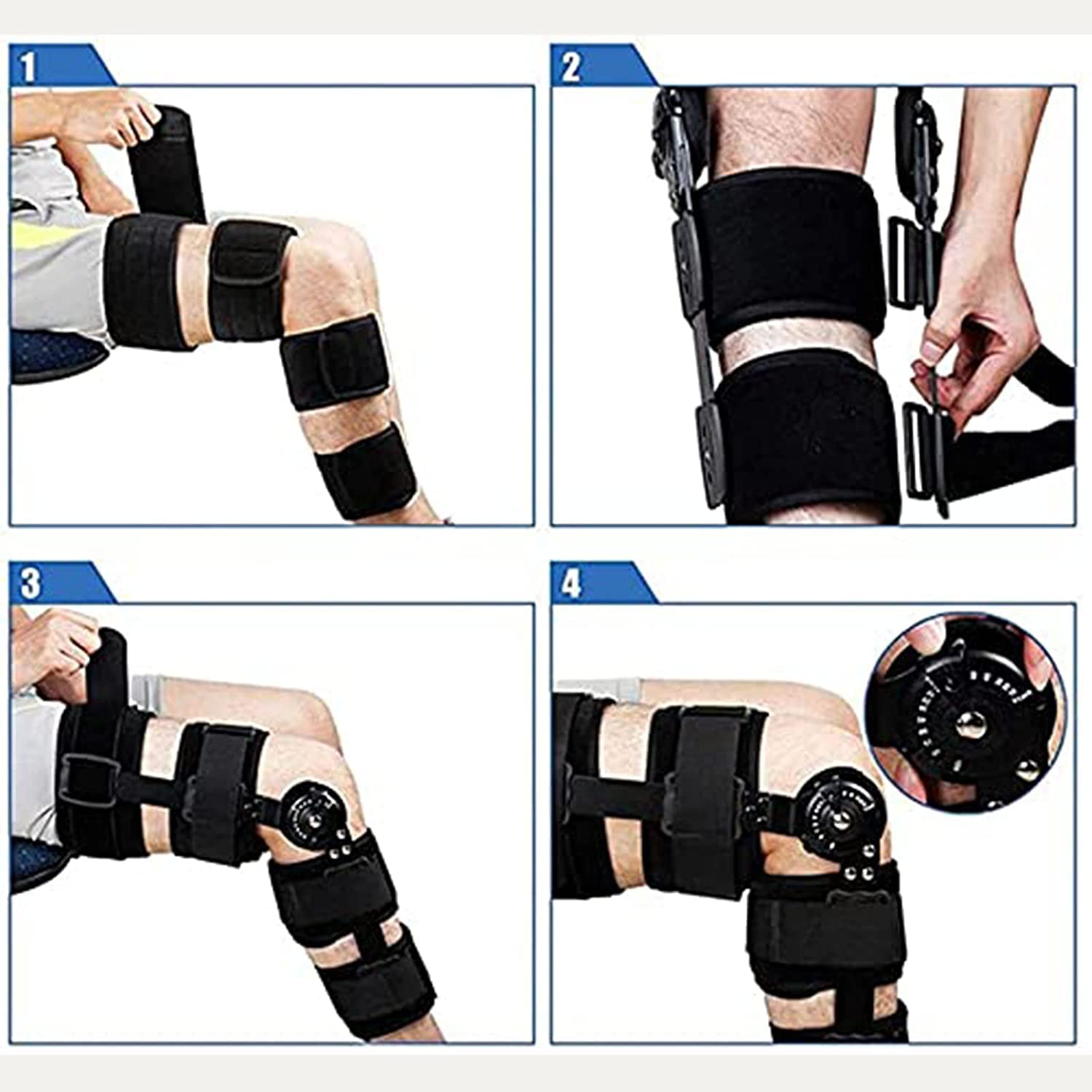 Opaska na kolano na zawiasach, stabilizator stawu kolanowego, ortopedyczny uraz, orteza immobilizera, stabilizator nogi, wsparcie po urazie, czarna M