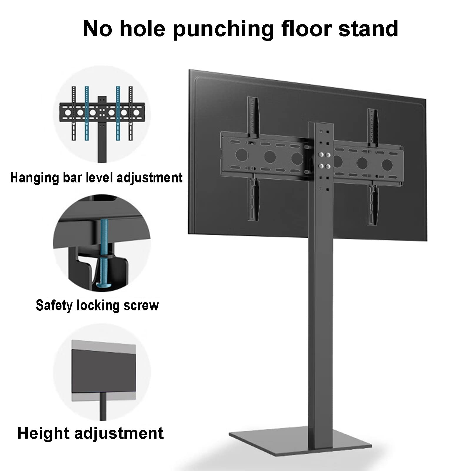 Soporte universal para TV de suelo, soporte de altura ajustable para televisores de 32 a 65 pulgadas, diseño de ahorro de espacio para colocación de esquina