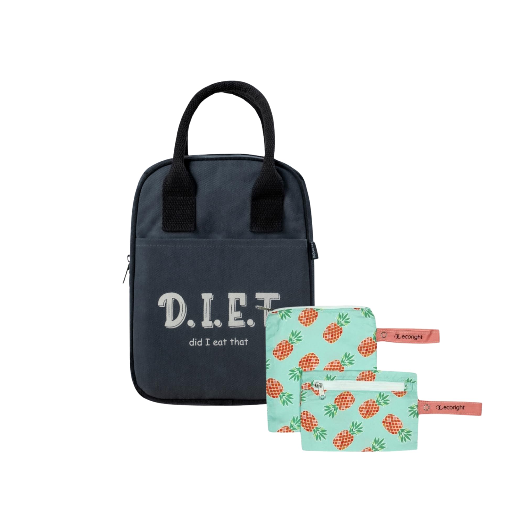 Eco Right Lunch Bags for Office Women & Men, Insulated Lunch Bag for Kids, Tiffin Bag with Bottle Holder, Carry Handle & Pocket