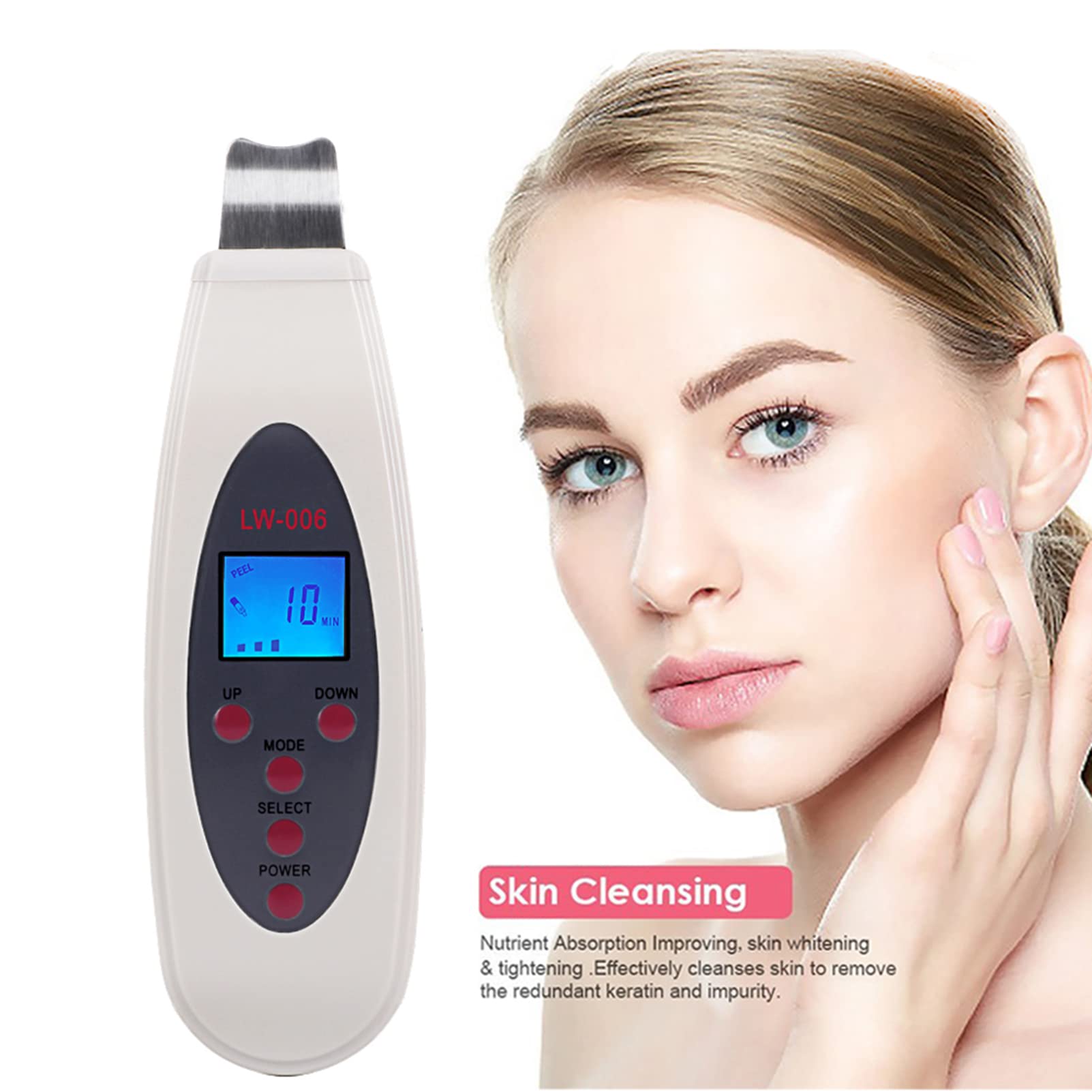 Scrubber Ad Ultrasuoni per La Pelle, Macchina per La Pulizia Profonda della Scrubber Ad Ultrasuoni con Display a LED, Macchina per L'ascensore della Pelle del Viso con Pala Sbucciata