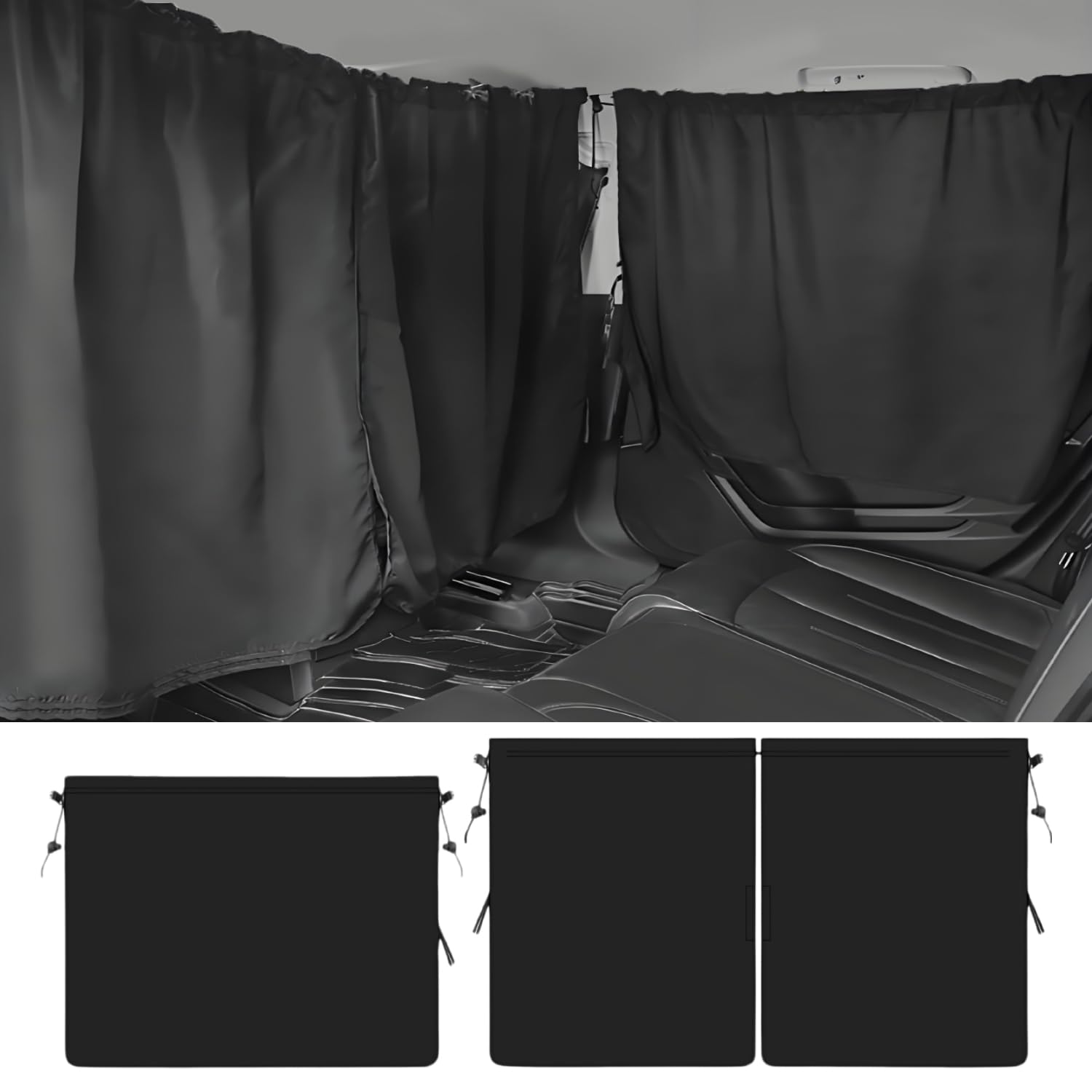 5 Pièces Rideau Voiture Pare Soleil Voiture Accessoires Auto | Séparation d'Espace Protection de Confidentialité Installation Facile Démontable Isolation Thermique Universel pour Voitures