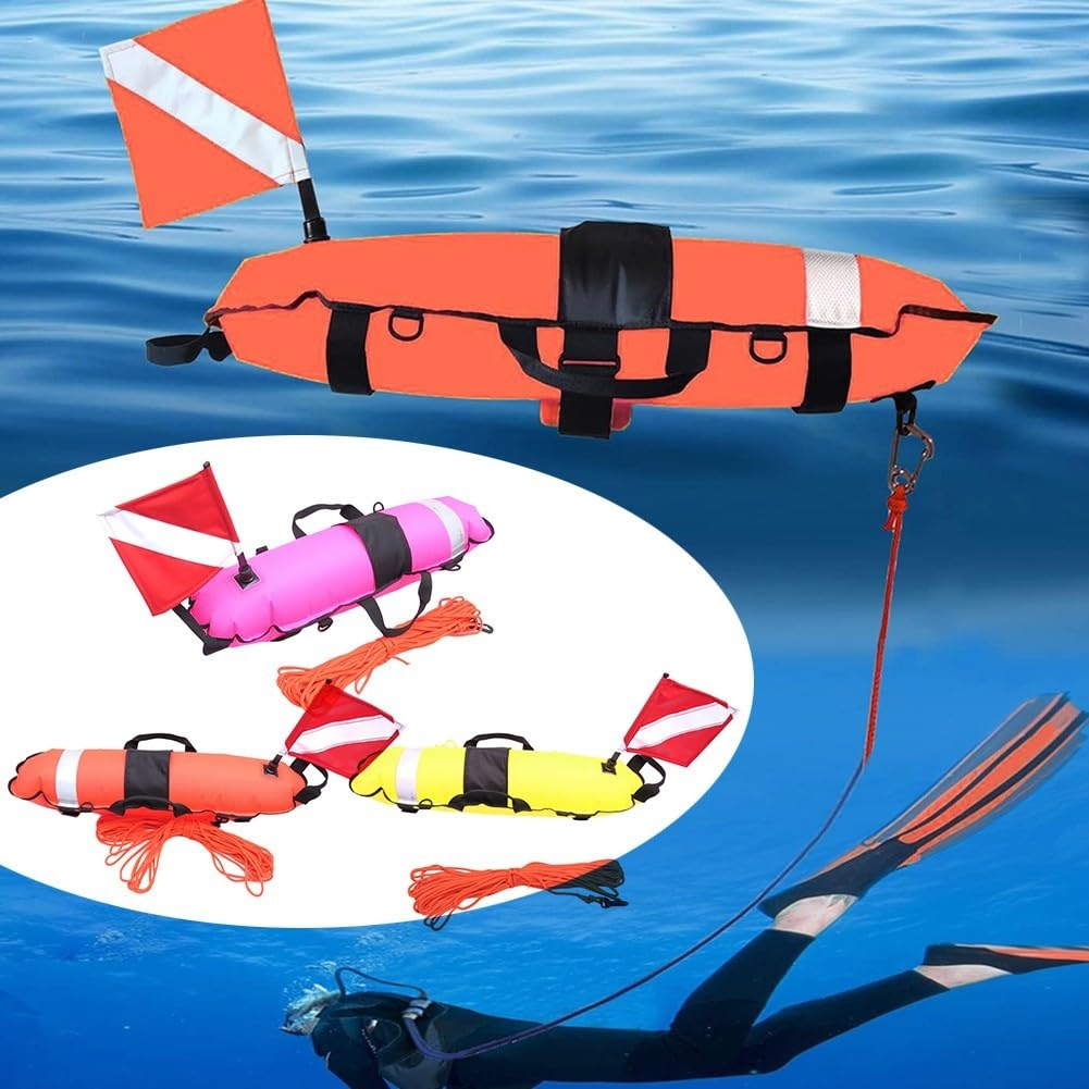 Flotteur de plongée pratique avec poignées de transport et rangement pour lumières, filets et sacs étanches (rouge)