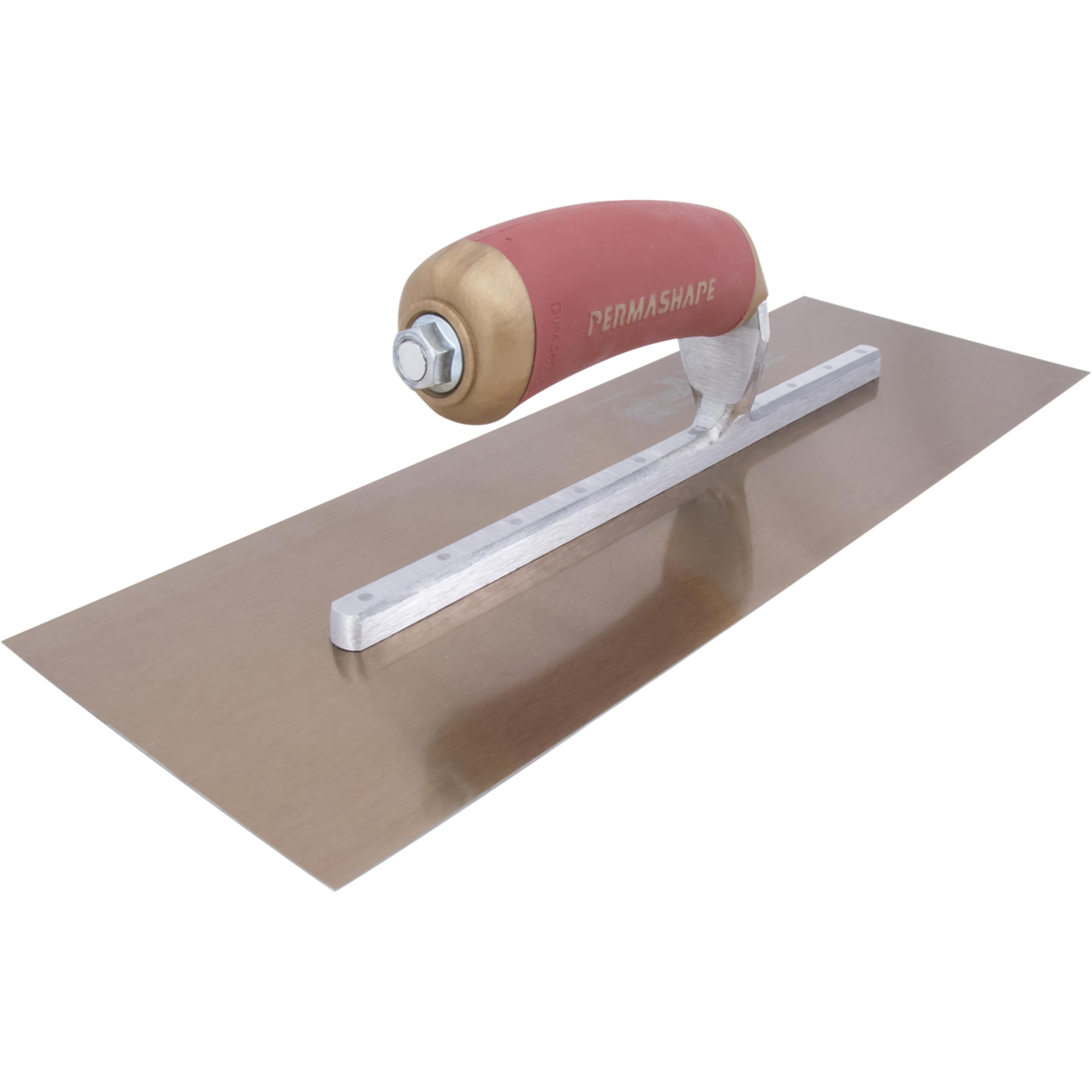 Llana alisadora DuraFlex de Marshalltown con mango DuraSoft, de acero dorado, excelente llana para yeseros y tabiques de yeso, dimensiones de la llana: 356x127 mm | suaviza y endurece el hormigón fresco a una superficie plana densa; llana final; mango Dur