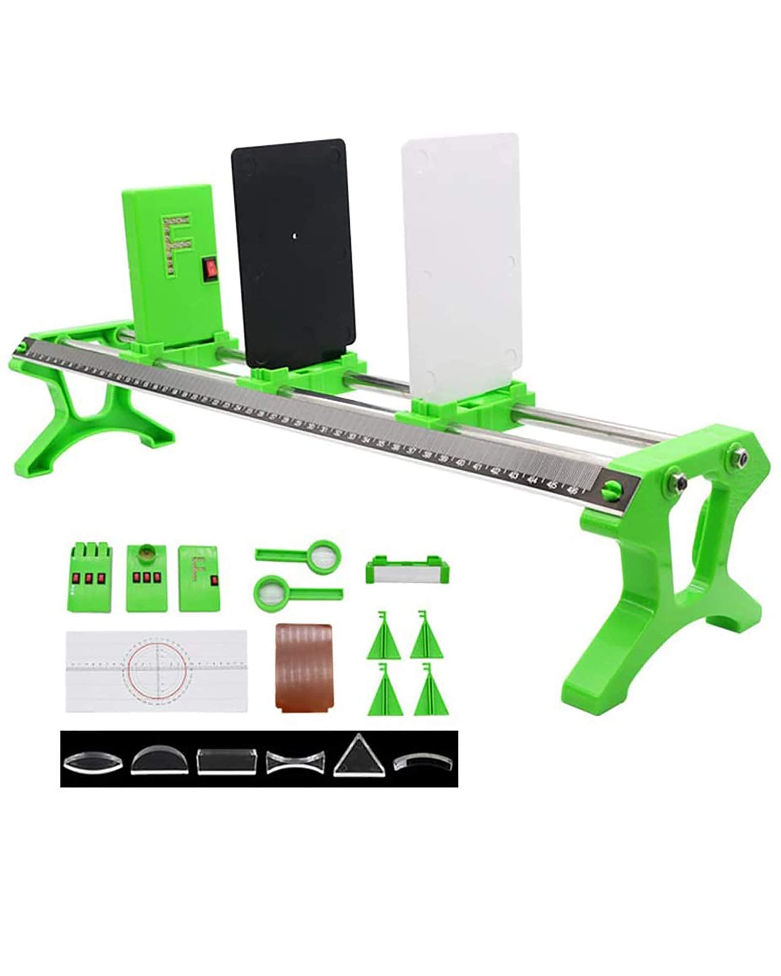 HL Home-LinkPhysics Laboratory Optical Kit Optical Bench Concave Convex Lens-For Science Light Refraction Equipment Lens Prism Set Familiar Familiar