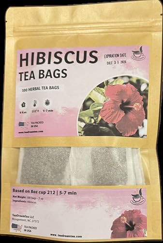 Miniatura 5 de TeaDreamTea Bolsas de té de hibisco  400 bolsas de té sin blanqueador  Sin cafeína  Flores secas de hibisco  Té de flores de hibisco  Té de flores
