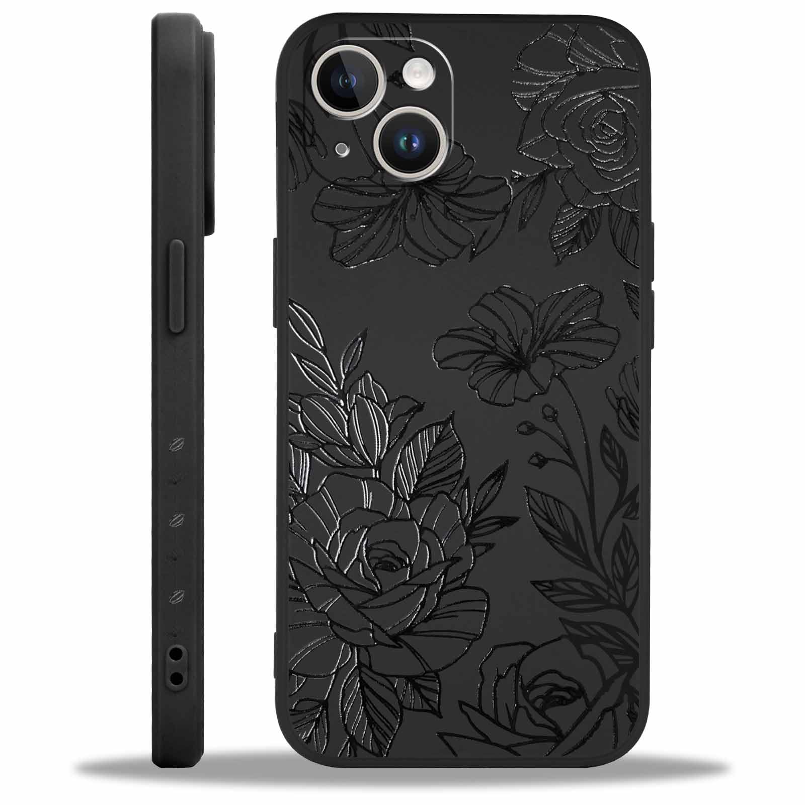 lioscre for iPhone 14 6.1'' Case, Vintage Flower Pattern Aesthetic Phone Case, Exquisite Design Soft Slim TPU Shockproof Protective Phone Cover for