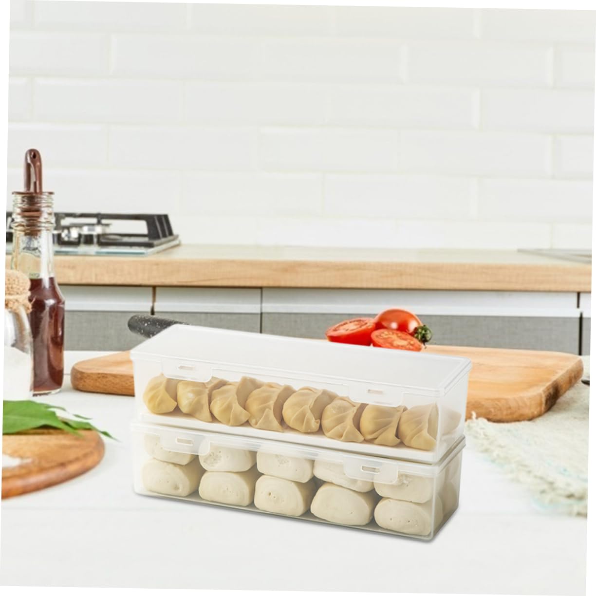 Mikinona Set de 3 Cajas Rectangulares de Plástico para Refrigerador, Capacidad 1560ml, Tapa Sellada para Conservar Alimentos y Optimizar el Orden la Cocina