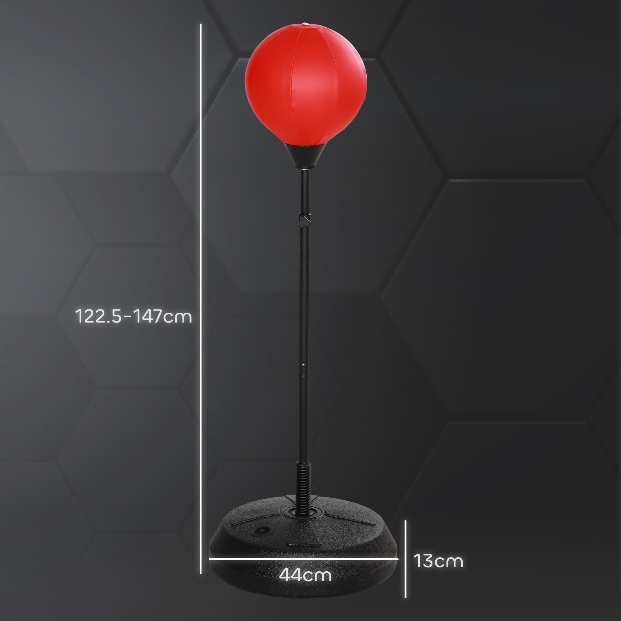 AIYAPLAY Set Punching Ball da Terra per Bambini con Guantoni, Pungiball Boxe con Altezza Regolabile da 122.5-147 cm, Età 5-10 Anni, Rosso