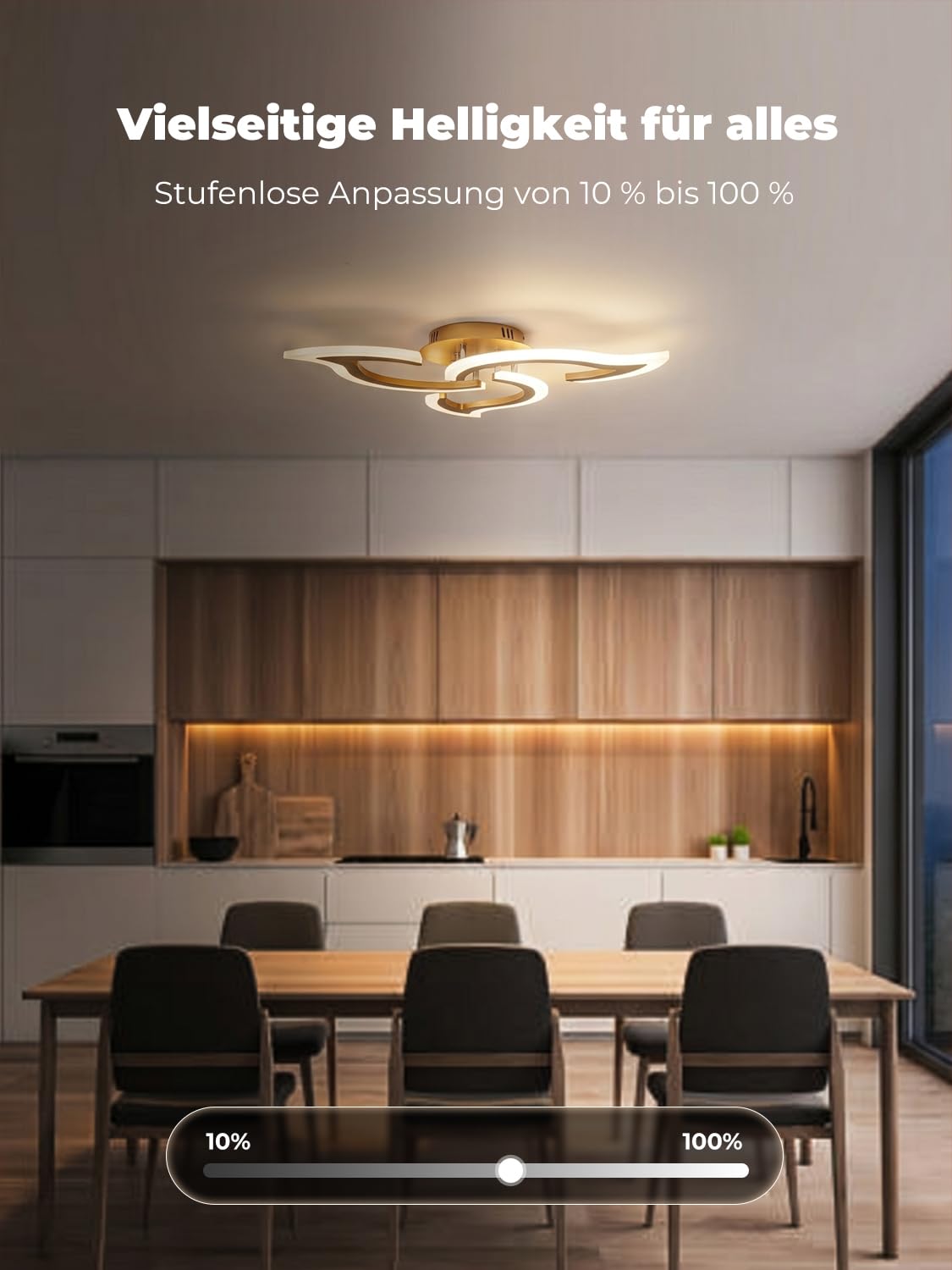 Smart Deckenlampe Alexa Kompatibel, LED Dimmbar mit App & Sprachsteuerung, Moderne Blumen Deckenleuchte mit Fernbedienung für Schlafzimmer, Küche, 2,4GHz WLAN, Gold