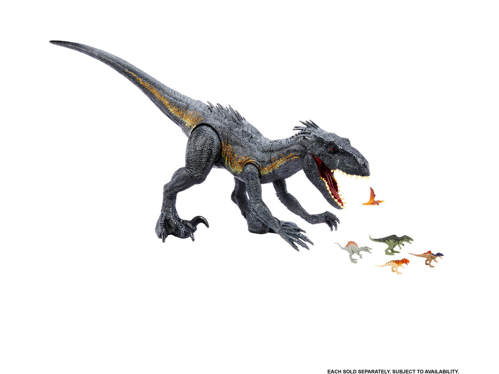 Mattel Jurassic World: Il Regno Distrutto - Indoraptor Supercolossale, dinosauro gigante lungo 90+ cm e alto 41 cm, inghiotte fino a 20 mini action figures, giocattolo per bambini, 4+ anni, HKY14