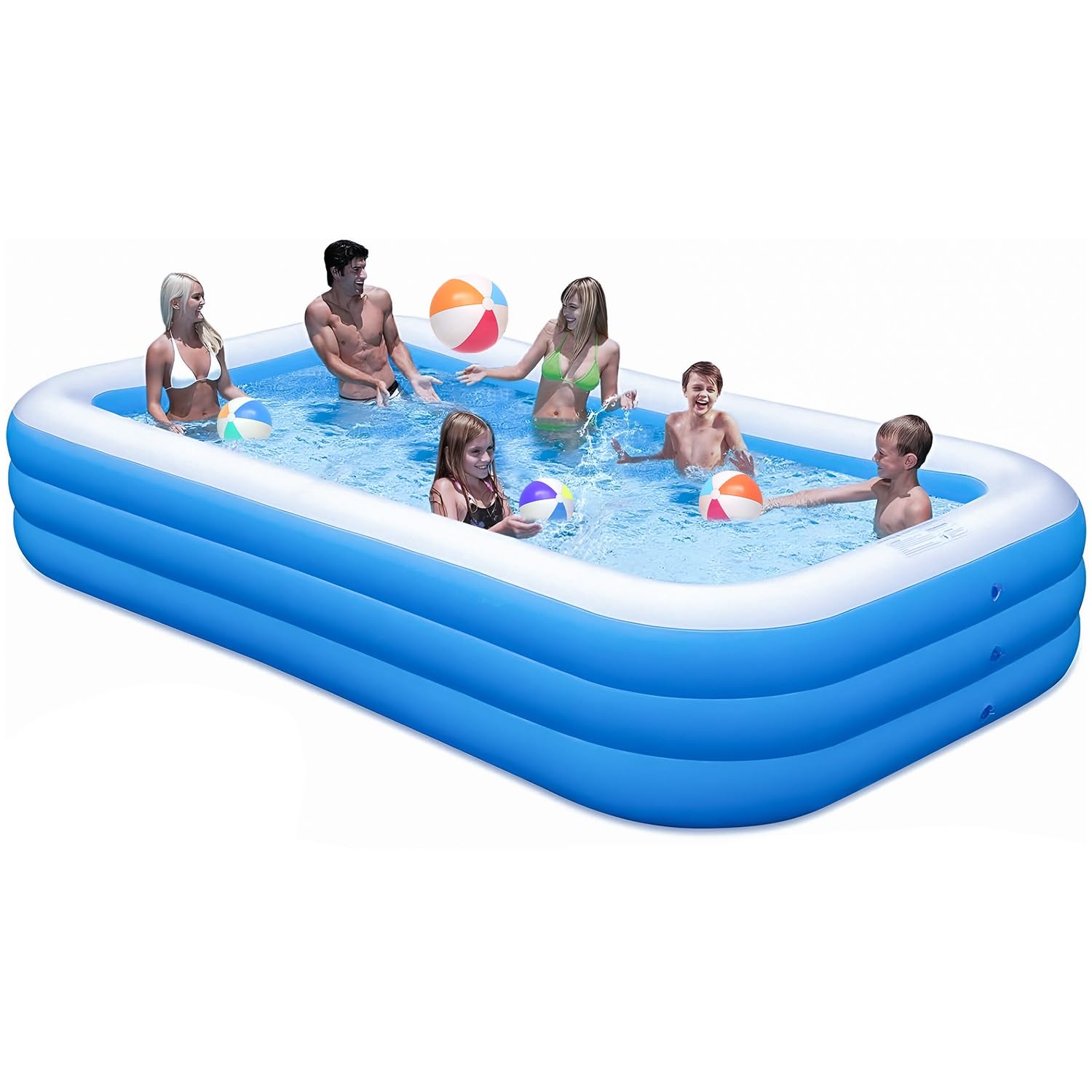 Sponsored Ad - OUTO 8.5 Feet Rectangular Inflatable Pool Full-Sized Swimming Bathtub for Family, Kids, Adults Outdoor, Garden, Summer Party, Blue (Pump Not Included)