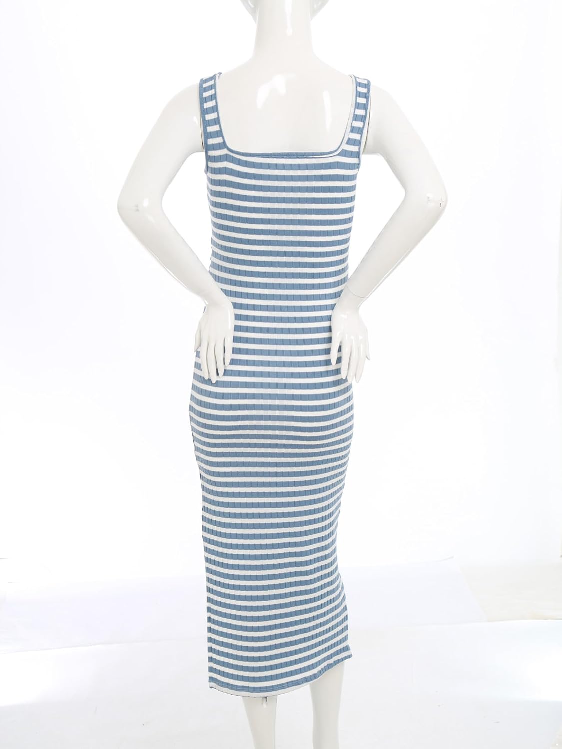 Sywiyi Sleeveless Striped Maternity Dress Split Hem Bodycon Pregnancy Dress Casual Summer Sundress