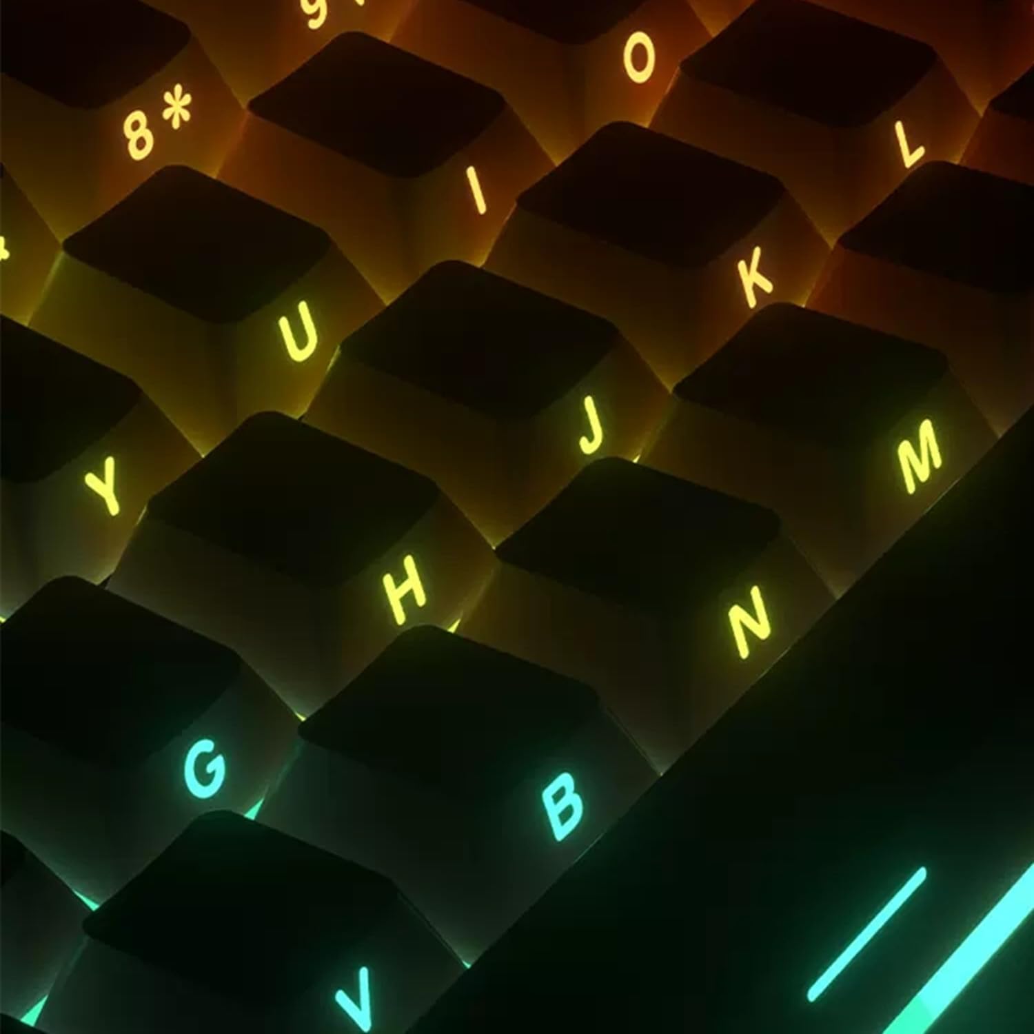 Happy Balls Side Keycaps Cherry Profile PBT Backlit Gradient Shine Through Keyset for 61 68 75 84 87 96 98 104 108 MX Switches Mechanical Keyboards(Black Gray)