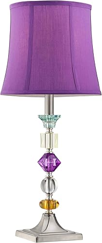 Miniatura 6 de 360 Lighting Bijoux - Lámpara de mesa moderna y elegante bohemia de 25.5 pulgadas, níquel cepillado multicolor, columna de gemas acrílicas apiladas,