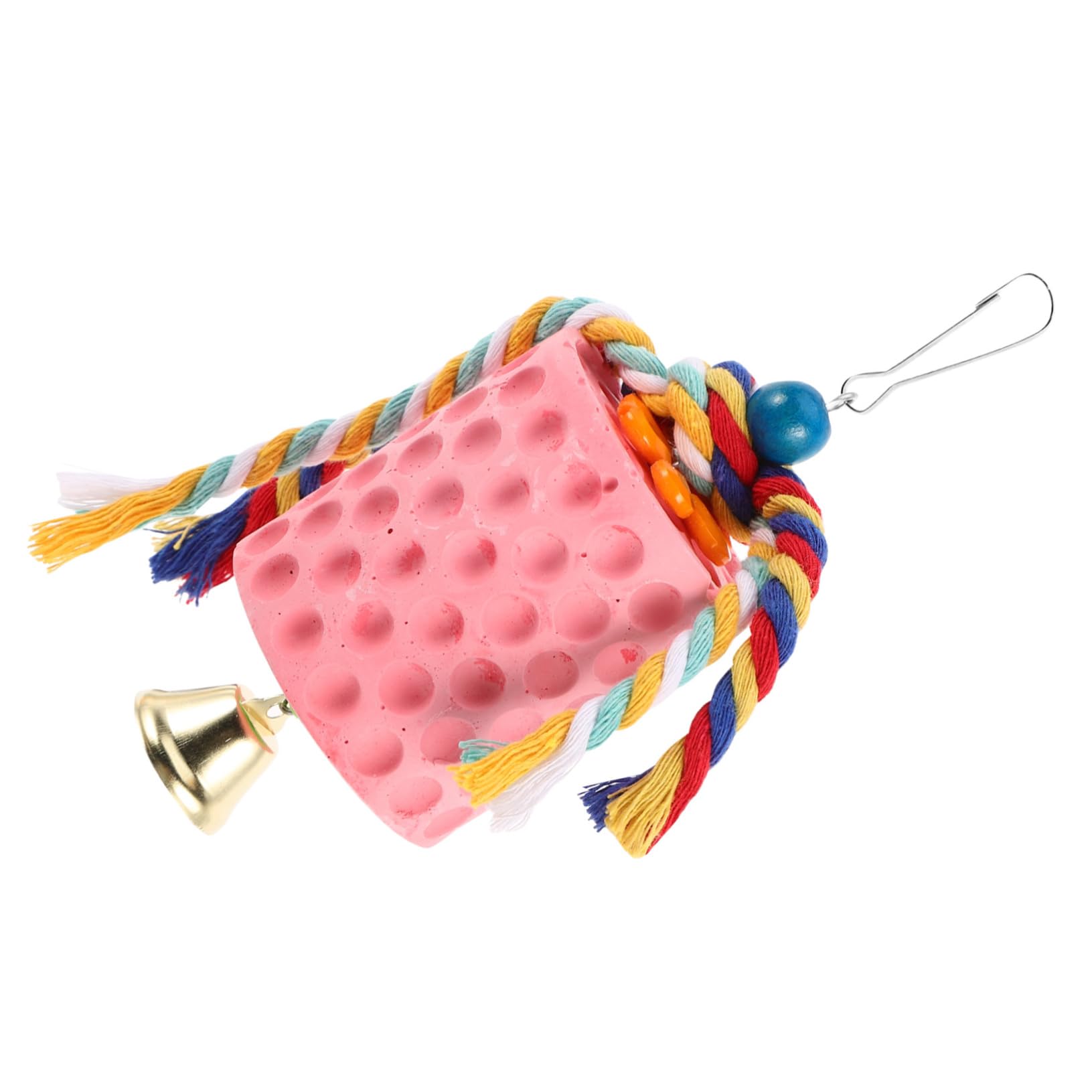 SUPVOX Bird Beak Conditioning Stone with Bell Durable Parrot Chew for Beak Grinding and Health Hanging Bird Cage Accessory for Parakeets and Birds