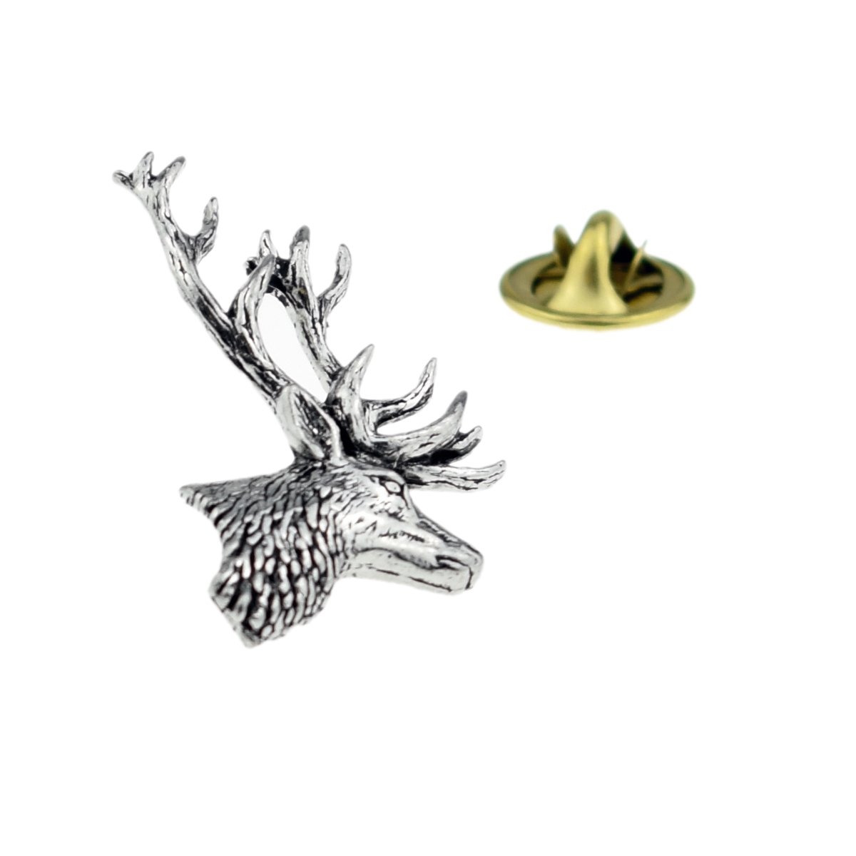 GTR A21 Stags Head English Pewter Lapel Pin Badge XTSPBA21