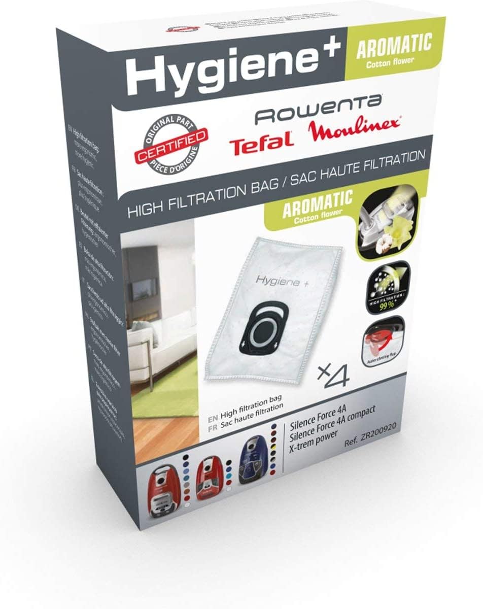 Rowenta 4x microfiber bags Hygiene+ Aromatic for vacuum cleaner and robot Xplore