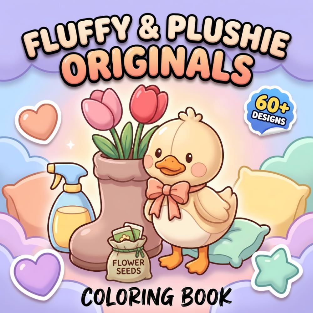 Fluffy & Plushie Originals: Cozy Animal Coloring Book Filled With Playful Designs For Kids Ages 6-12, Teens, And Adults