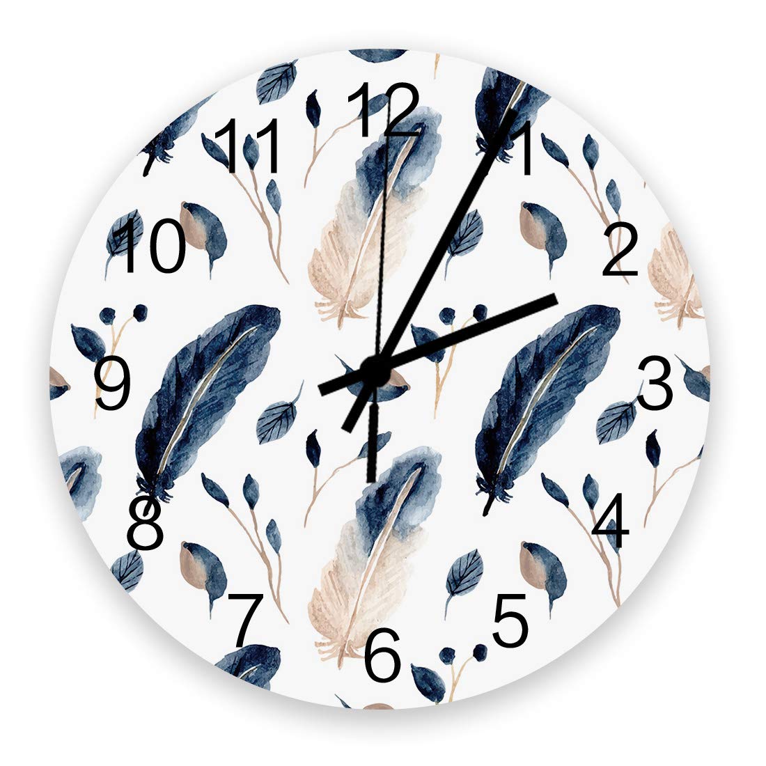Amazon.com: PartyShow Silent Non-Ticking Wooden Round Wall Clock, Ink  Painting Peacock Feathers and Leaves 12 inch Digital Wall Clocks Style  Wooden Home Office Cafe Decor : Home & Kitchen