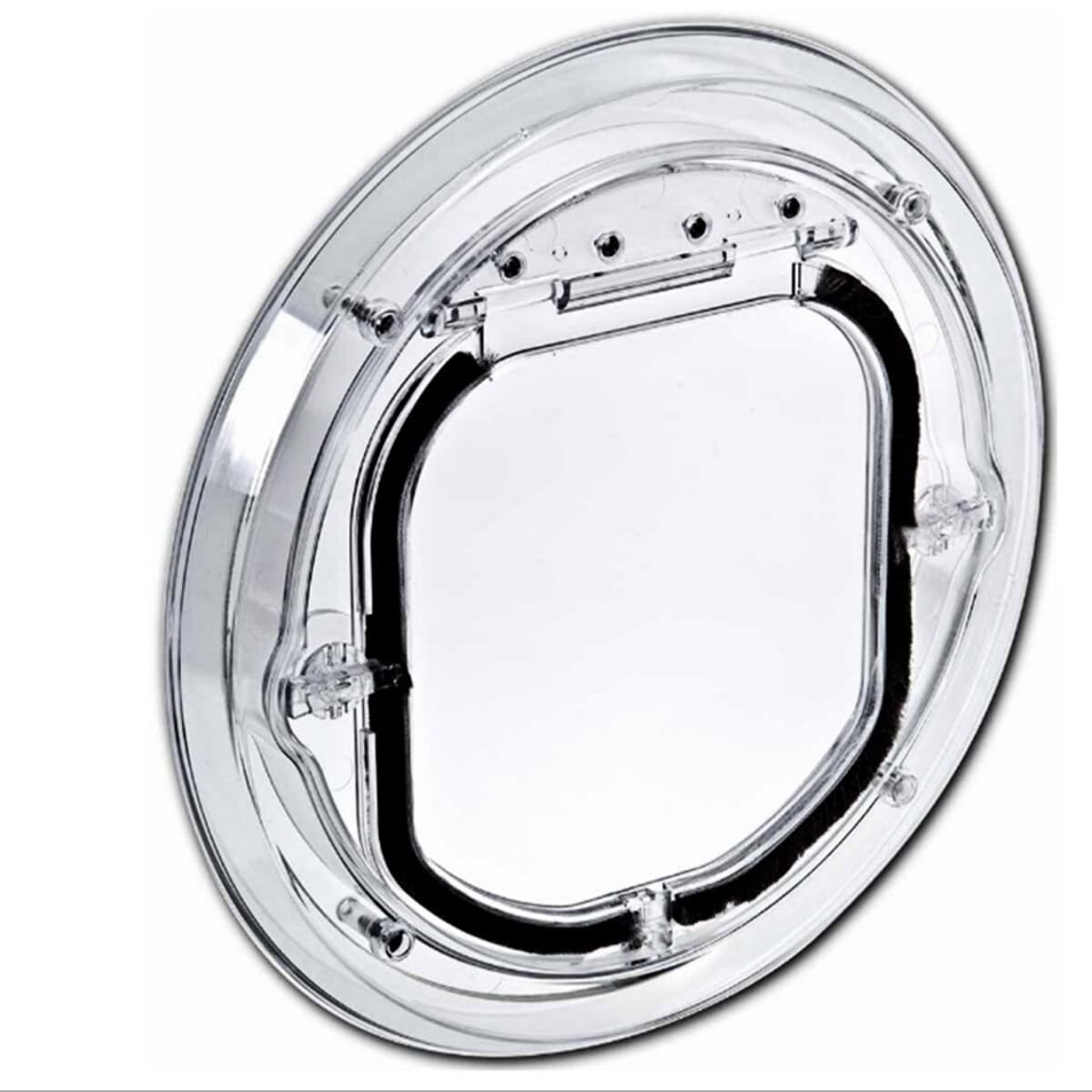 Porta per gatti per porte interne ed esterne, trasparente a 4 vie, con chiusura a 4 vie, cancello rotondo resistente, kit rivestimento gatti cuccioli