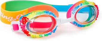 Bling 2O Girls Swim Goggles for Kids Holiday Rainbow Design, Anti-Fog UV Protection Lenses, Adjustable Strap, Leakproof Comfortable Fit for Pool, Beach, Swim Lessons & Vacation, Ages 3+