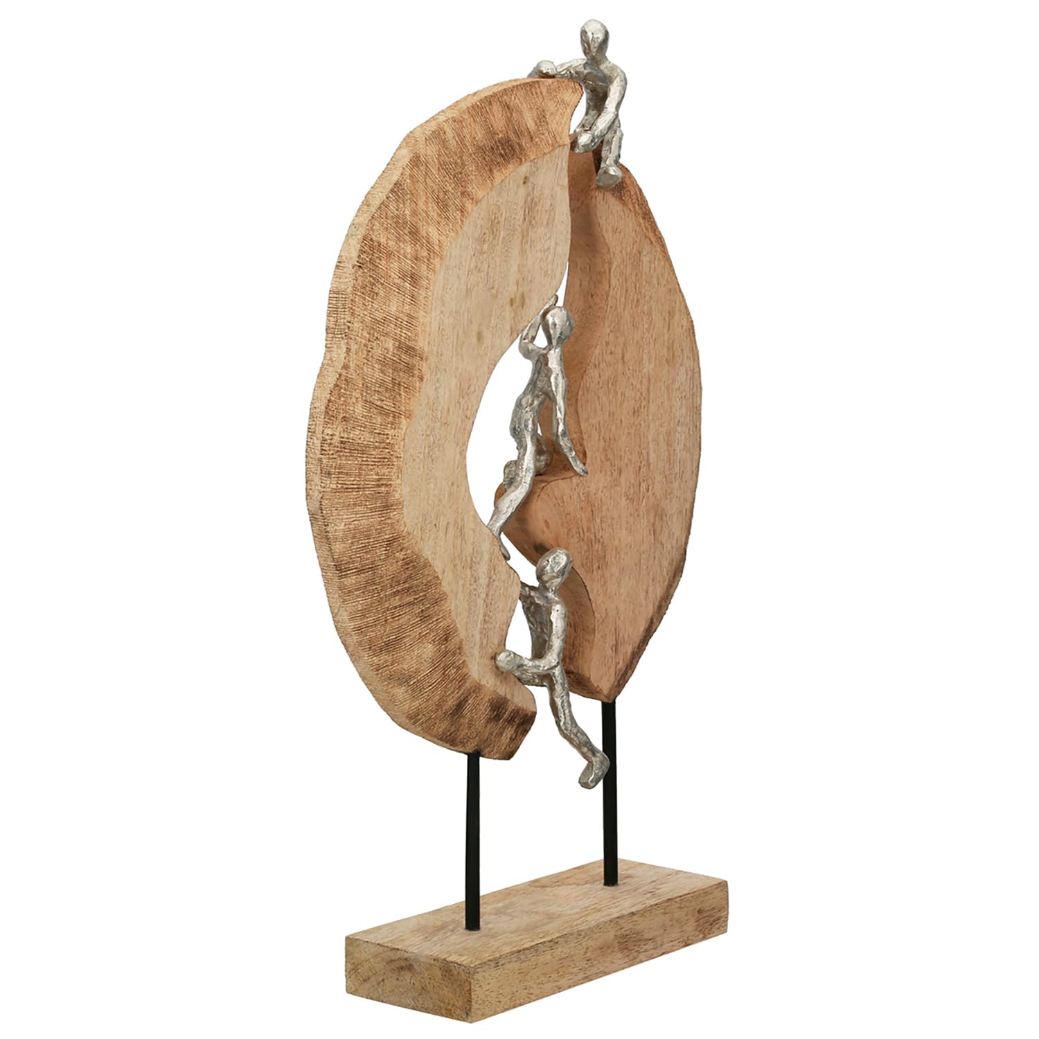 Casablanca Skulptur Hoch Hinaus, Deko Figur Naturfarben, Metall u. Mangoholz Statue Wohnzimmer, Büro Dekoration H. 36 cm x B. 35 cm - Geschenk Moderne Skulpturen, Klettern, Bergsteigen, Kletterer