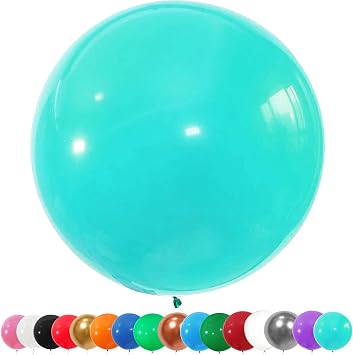 YOUYIKE 6 Pcs Giant Balloons, 36 Inch Large Balloons, Thick Latex Extra Big Colourful Balloon, XXL Large Balloon, Round Luftballons for Wedding, Birthday, Party & Carnival Decorations, Tiffany Blue
