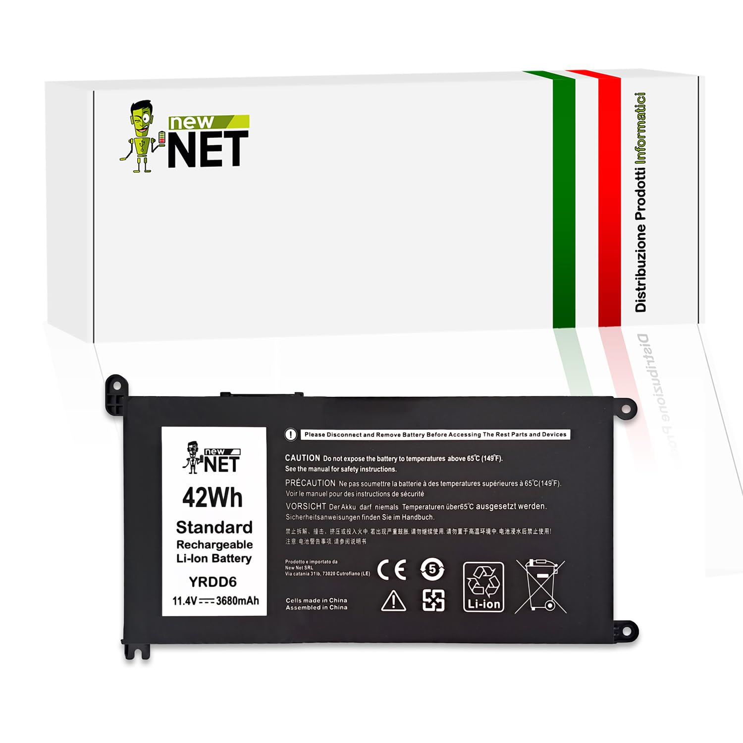 New Net - Batteria YRDD6 [11.4V - 3680mAh] compatibile con Dell 0YRDD6, YT39X, 0YT39X, 26JGK, 8GHCX, CTGKT, 1VX1H, VM732, FDRHM, WJPC4