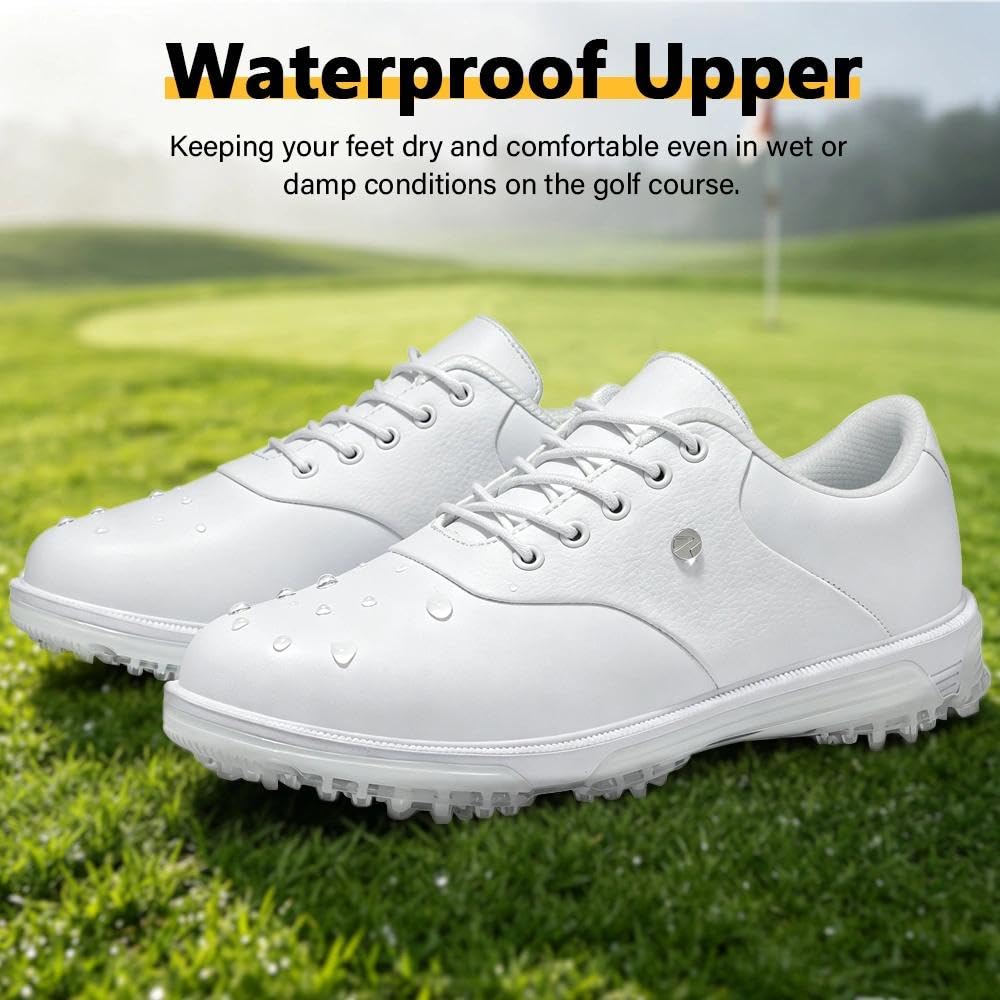 ULTIANT Chaussures de Golf pour Homme : Crampons Fixes imperméables avec Protection en TPU, antidérapantes, pour Le Golf et Les Loisirs