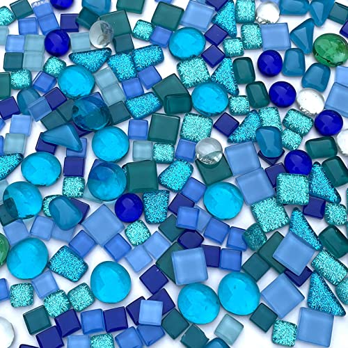 Litmind Assorted Blue Irregular Crystal Mosaic Tiles, 9Oz Value Pack - Perfect For Art Crafts, Mosaic Making Projects, Home Decor, And More #TOP3