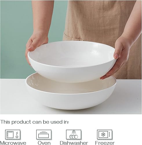 Miniatura 3 de DOWAN Tazones grandes de 115 pulgadas cuencos blancos de 32 cuartos de galón plato para servir cuencos grandes Cerámica cuencos anidables aptos para