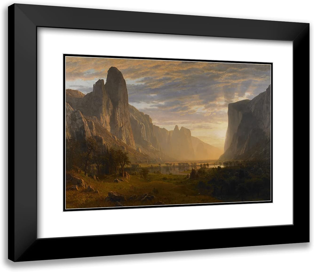 ArtDirect Albert Bierstadt 24x17 Black Modern Frame and Double Matted Museum Art Print Titled - Looking Down Yosemite Valley, California (1865)