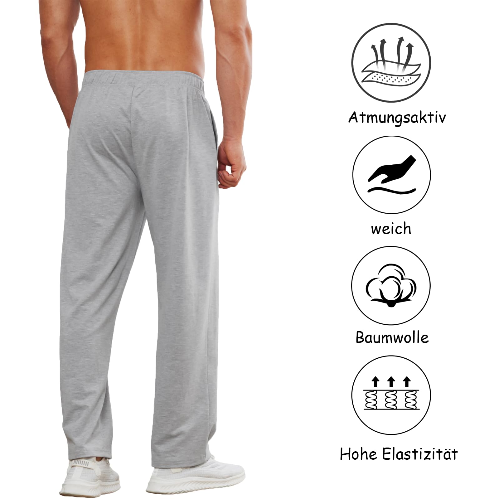 PINSPARK Pantalones de recuperación Hombre Cremallera Completa Algodón Abertura Lateral Bolsillos