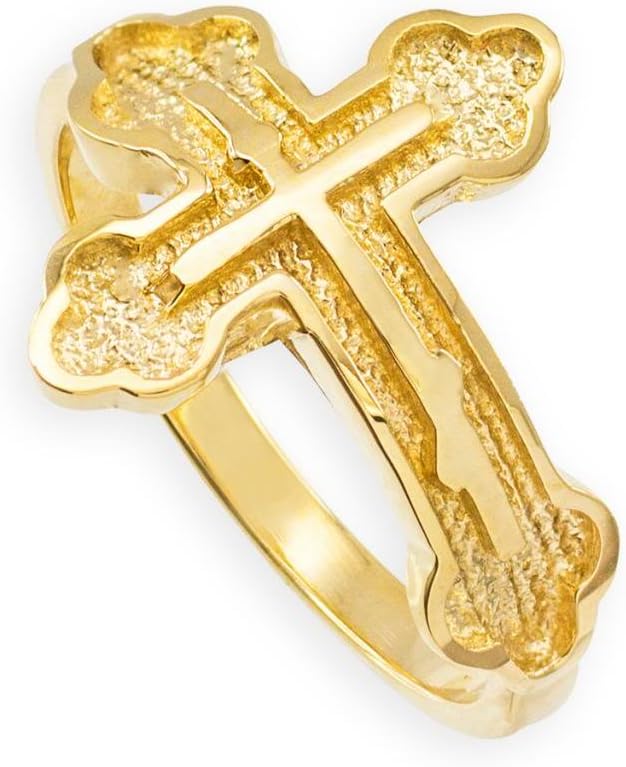 Religious Jewelry Solid 10k Yellow Gold Eastern Orthodox Cross Ring