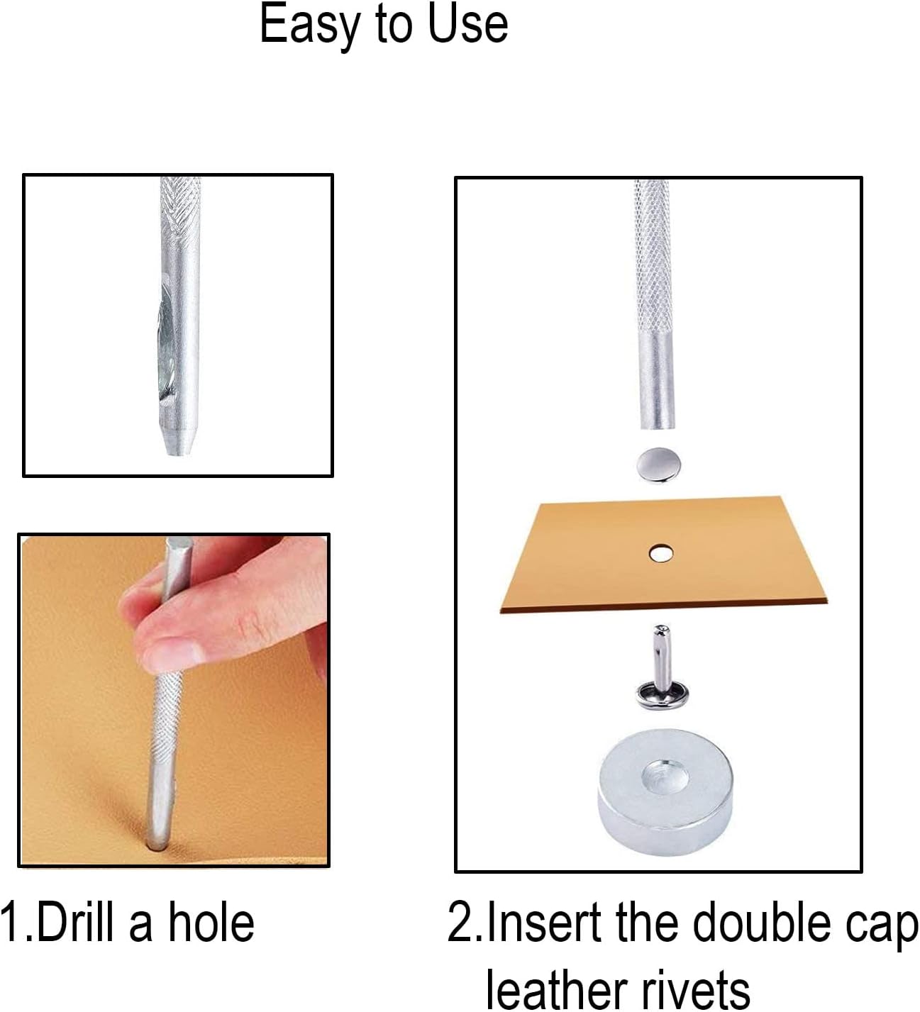 100 Set Leather Rivets Double Cap Rivet, 8 * 8mm Round Flat Rivets