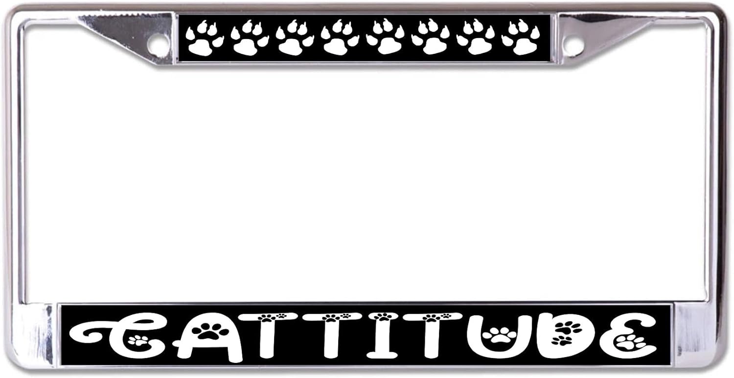 Cattitude Chrome License Plate Frame