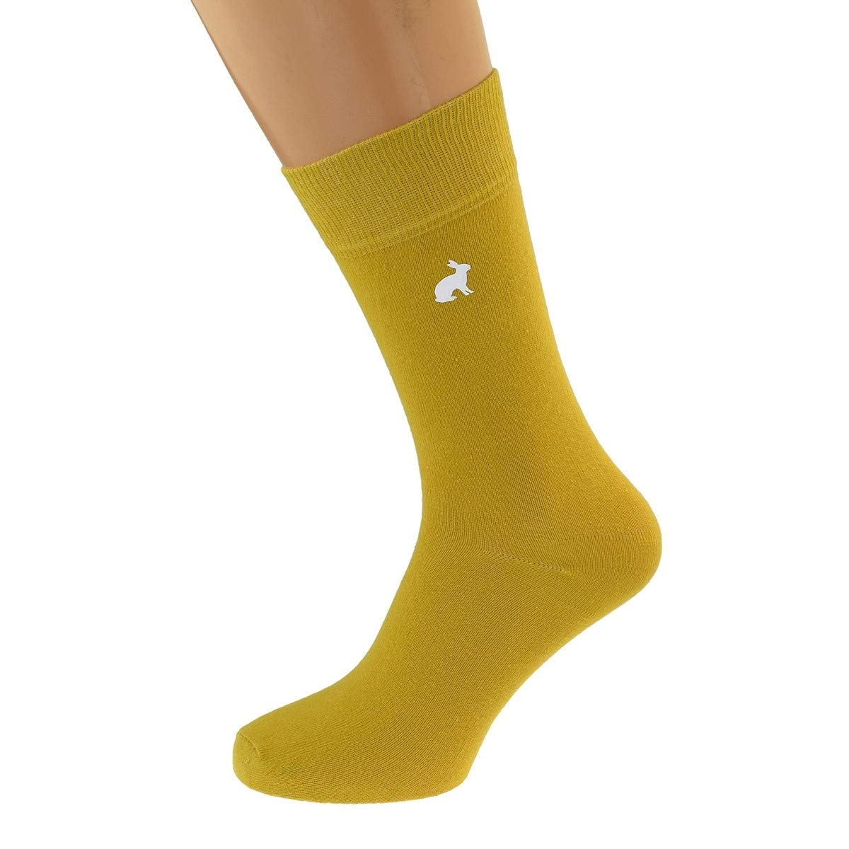 Gtr-Prestige Giftware Men's Mustard Yellow Contemporary Rabbit Design Socks Uk Size 5-12 In (Mustard Yellow)