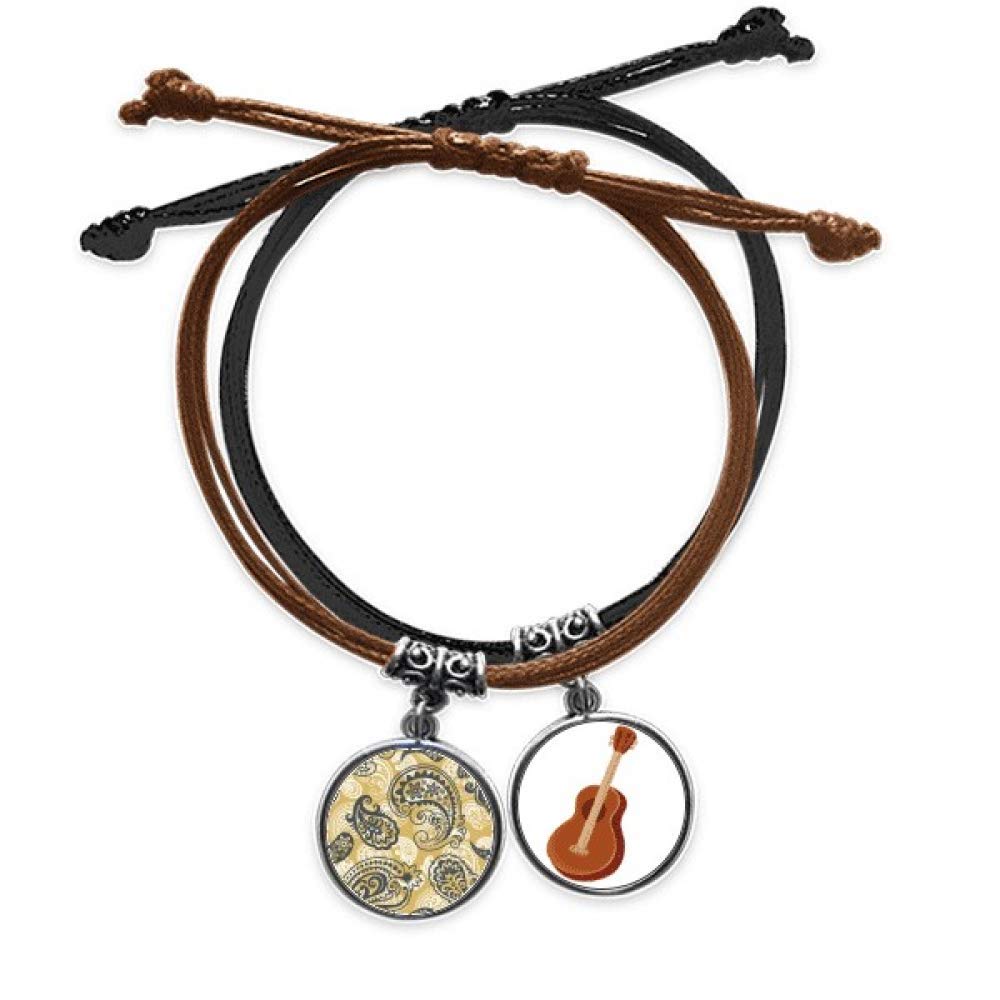 Pulsera de guitarra cuerda mano cuero caqui tela arte colorido DIYthinker 3