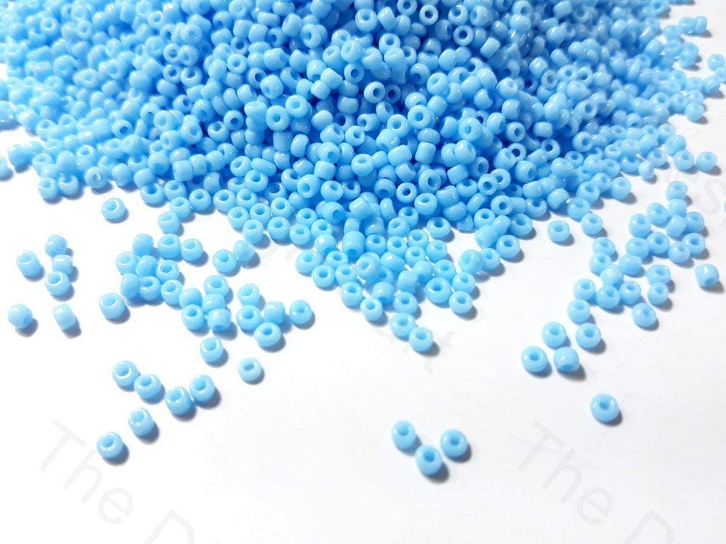 The Design Cart Turquoise Opaque Round Rocaille Seed Beads for Jewelry Making, Bracelet, Necklace, Dress Material,Embriodery Size-8/0-3.0 mm, Pack of 450 Grams