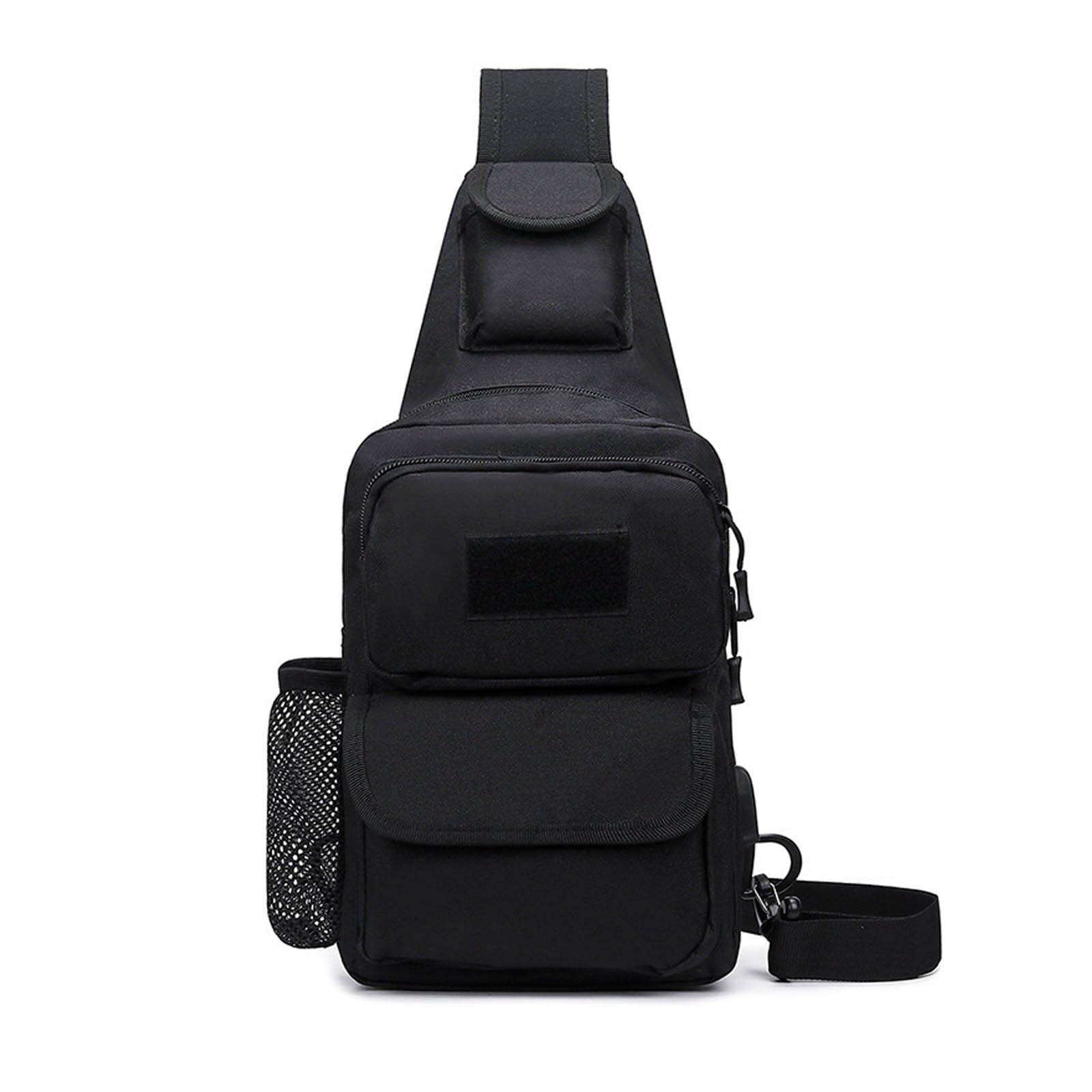 FANDARE Táctical Bolso Hombro Bolsa de Pecho Militar Bandoleras Cruzada con USB Bandolera Bolsos Bandolera para Hombres Mujer Escolar Senderismo Viaje Sling Crossbody Bag Negro