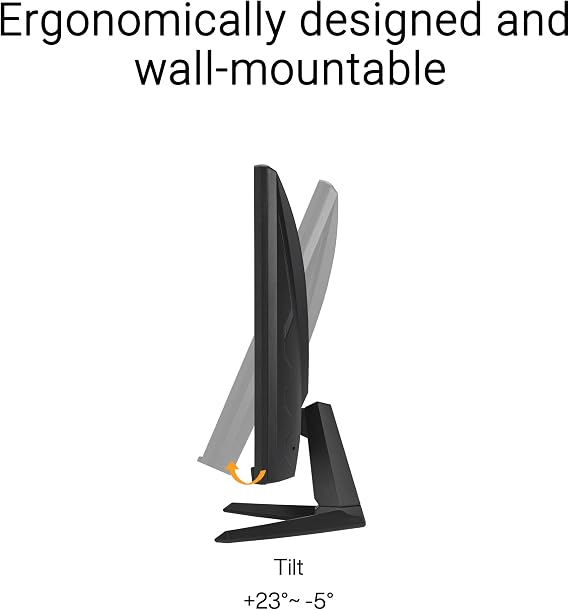 ASUS TUF Gaming 24 (23.8 viewable) 1080P Monitor (VG249QE5A) - FHD, 144Hz Overclock to 146Hz, IPS, Extreme Low Motion Blur Sync, 1ms, Speakers, Variable Overdrive, DisplayWidget Center,