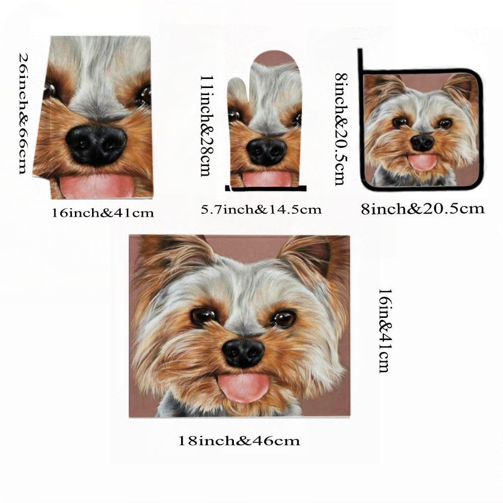 9PCS Carino Yorkie Ritratto Cucina Decor e Accessori Set