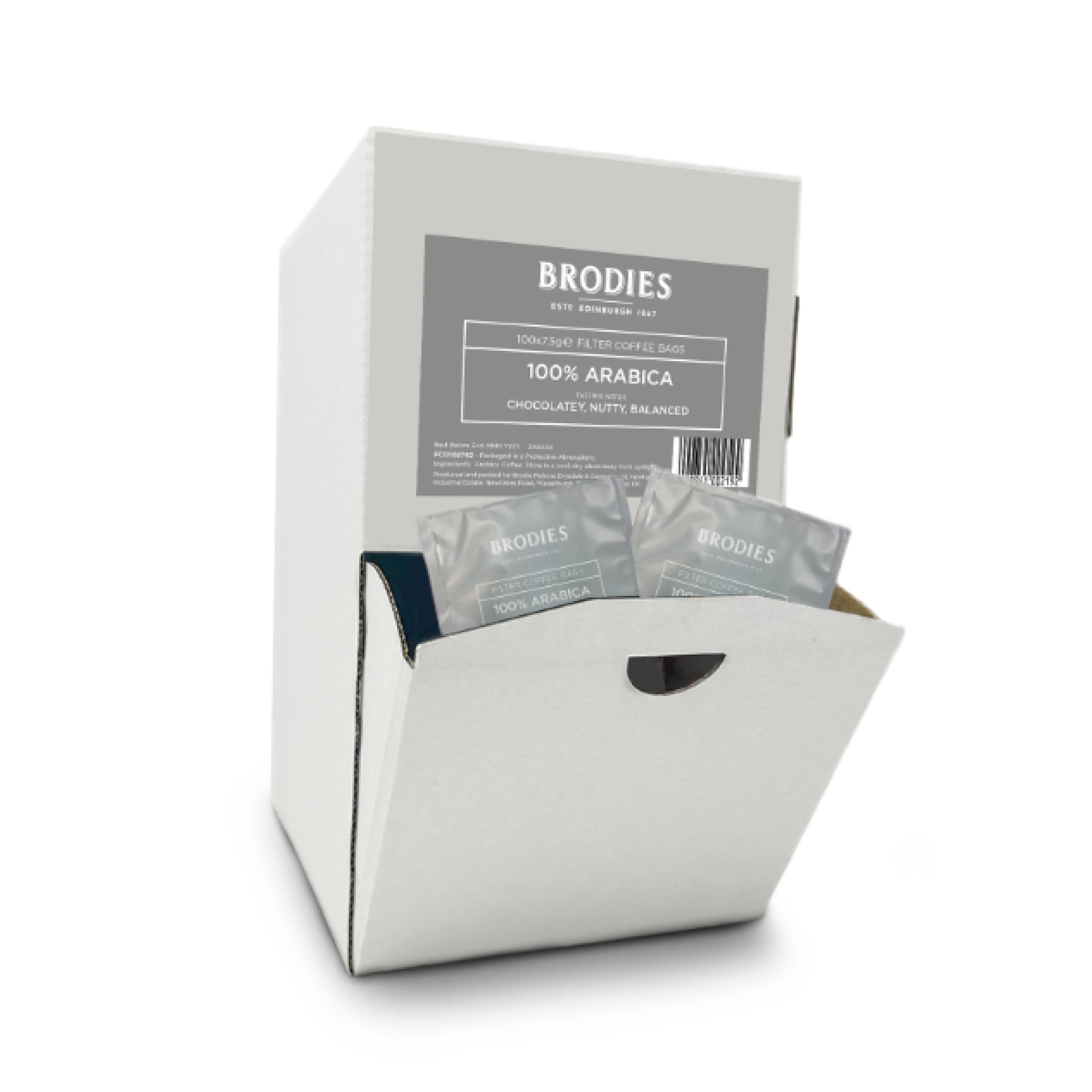 Brodies 100% Arabica Filter Coffee Bags - 1 Dispenser Box of 100 Coffee Bags