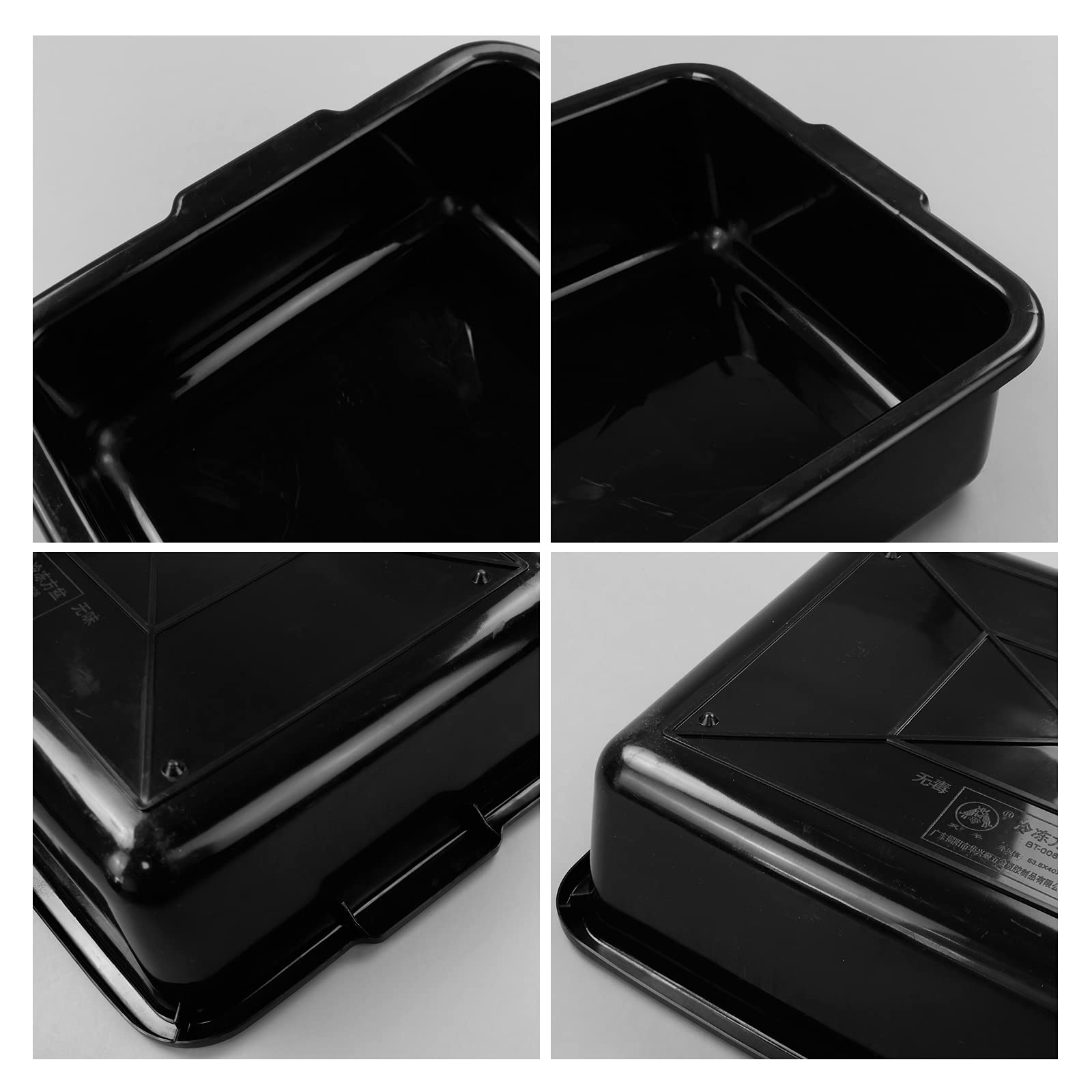 24 L Commercial Bus Tub - 4-Pack, Black Restaurant-Grade Plastic Bussing Boxes | For Kitchen, Food Service & Storage