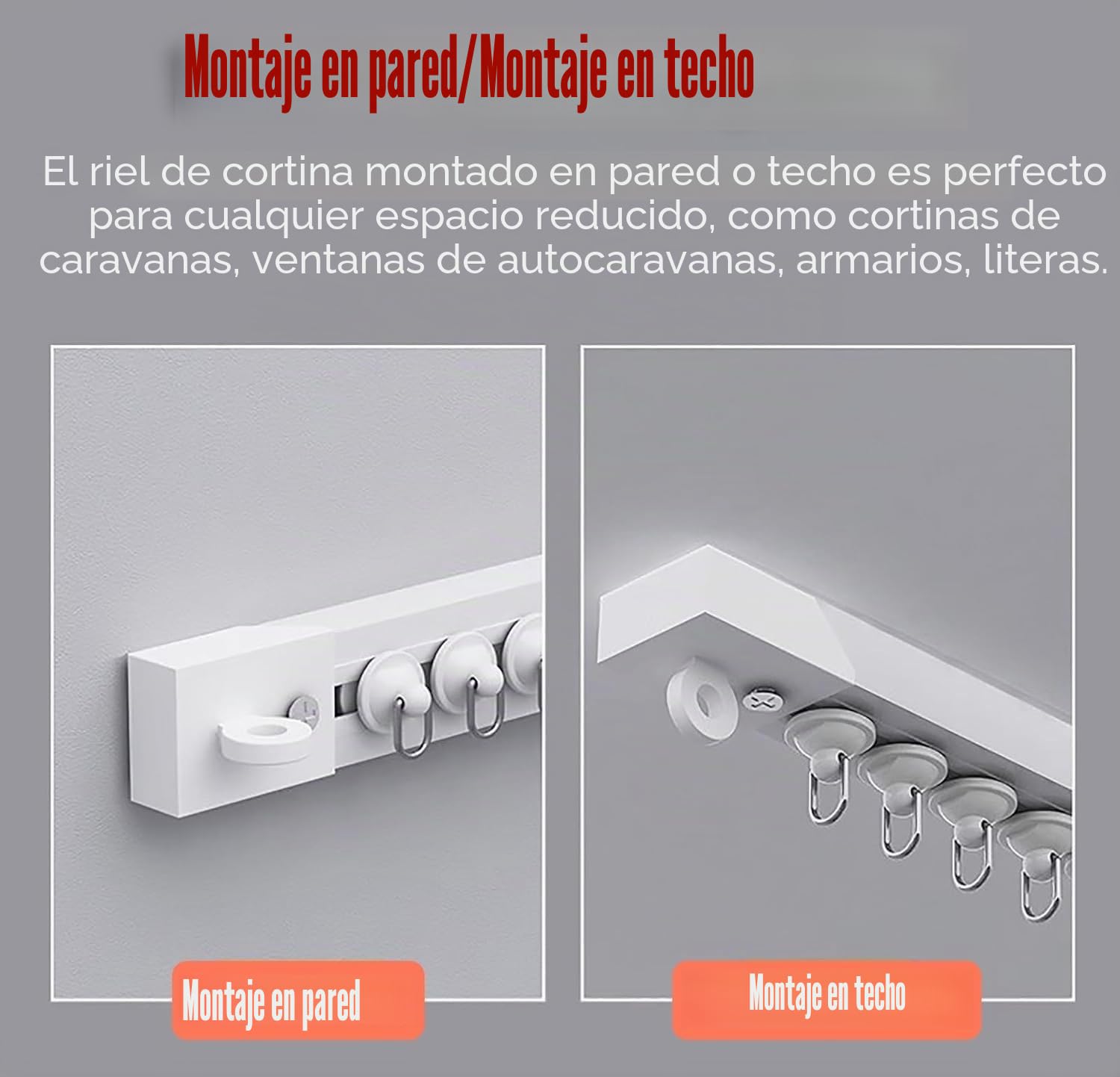 Riel Cortina Techo Autoadhesivo 8x40cm(320cm),Rieles Para Cortinas Instalados en el Techo y las Paredes, Rieles de Cortina Fáciles de Instalar.