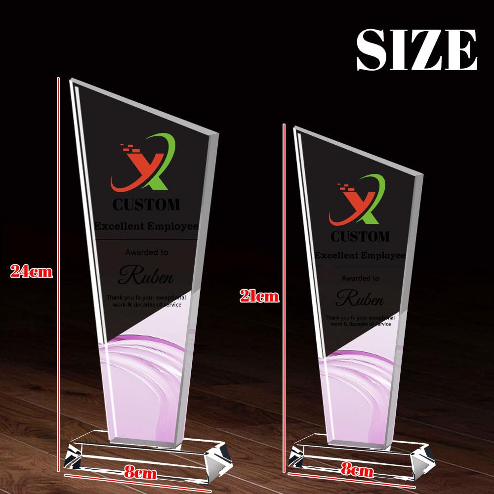 Quilia Trophée en Cristal personnalisé | Personnalisable avec Texte, Logo et Photo | Cadeaux pour Reconnaissance des employés, Entreprise, Sport et écoles - 2