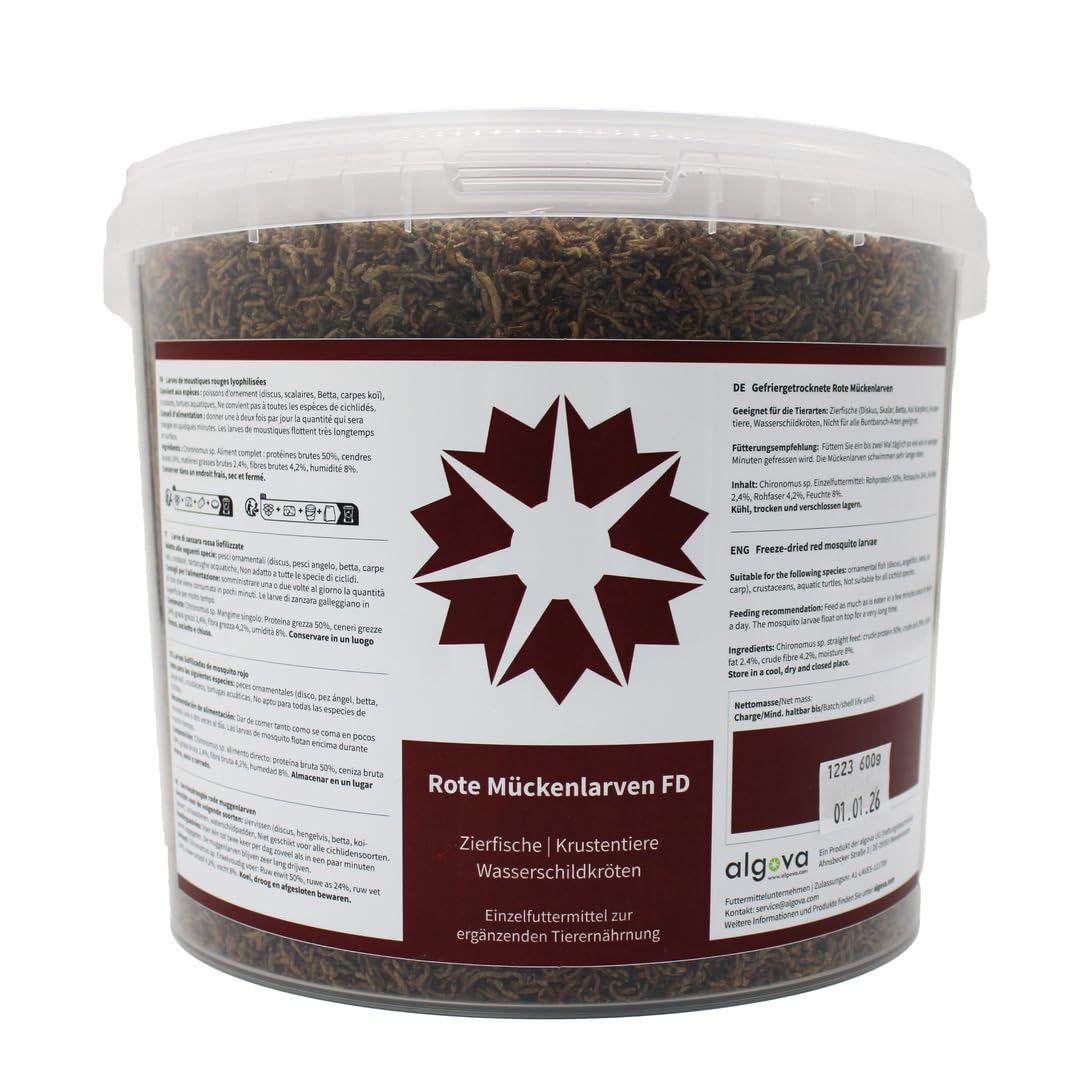 Red Mosquito Larvae FD secada para Tortugas de Agua Comida para Peces (10L = 1200g)