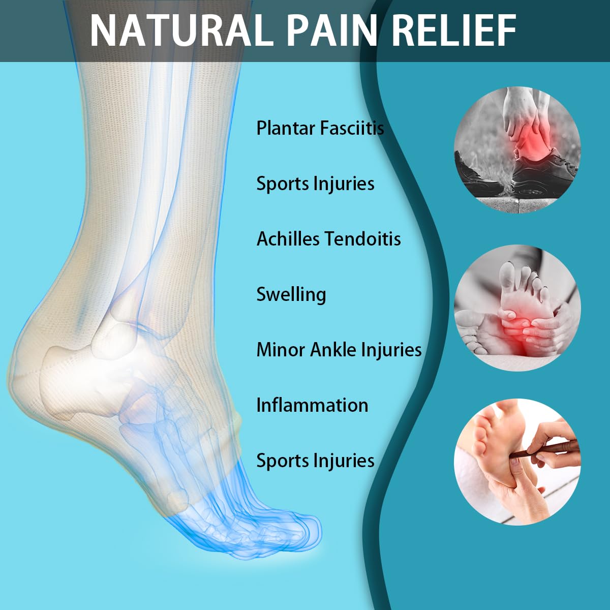 ACWOO Calze a Compressione per Donne e Uomo, 2 Paia Elastici Compressione Graduata Forte a Punta Aperta per Sportive, Corsa, Giri in Bici, Gravidanza, Viaggi in Aereo, 15-20 mmHg